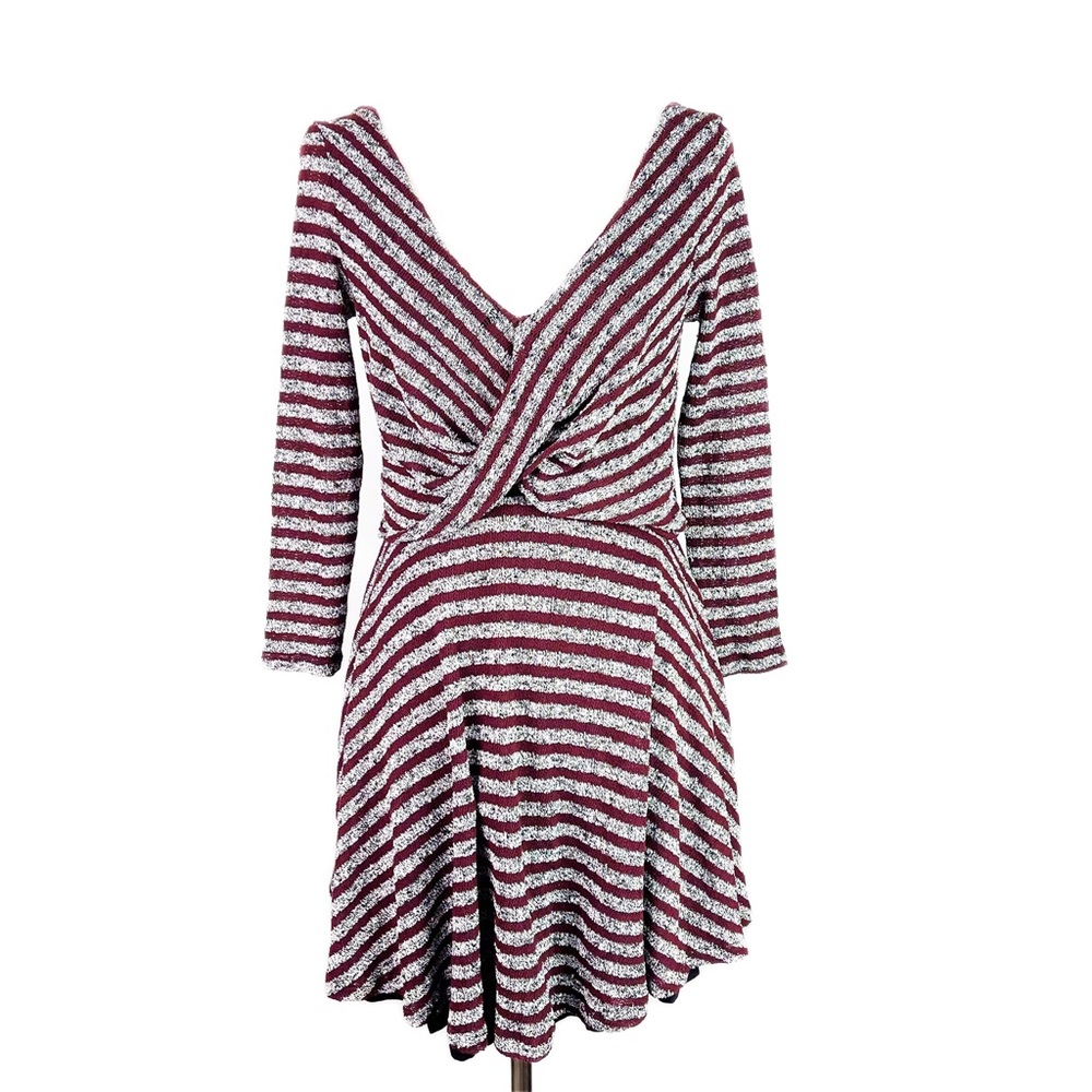 FREE PEOPLE Knit Crossover Long Sleeve Mini Dress